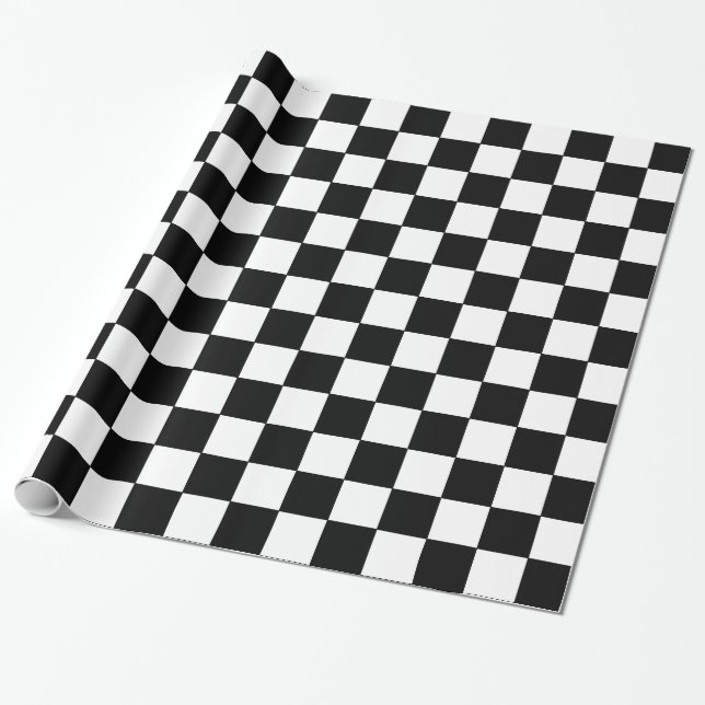 Papier Cadeau Damier noir et blanc (Déroulé)