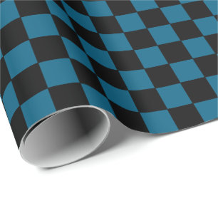 Papier Cadeau Damier Océan bleu et Noir