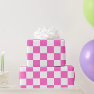 Papier Cadeau Damier rose visuel classique