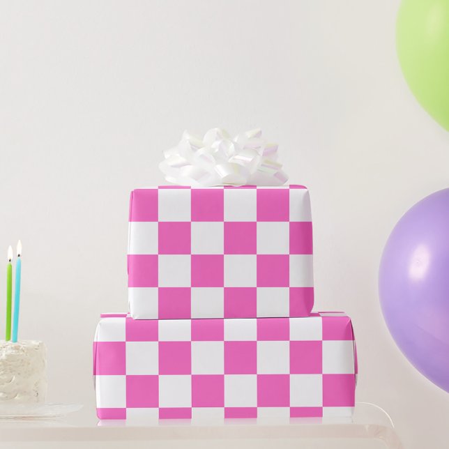 Papier Cadeau Damier rose visuel classique  (Créateur téléchargé)