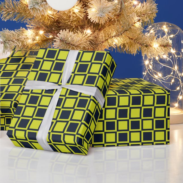 Papier Cadeau Damier vert bleu marine  (Vacances)