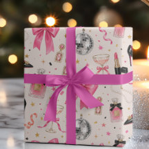 Papier cadeau d'anniversaire à la mode glamour des