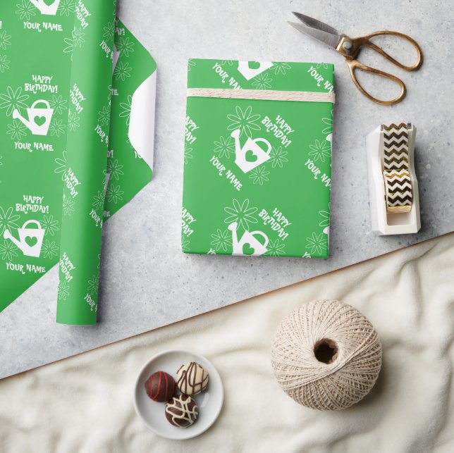 Papier cadeau d'anniversaire arrosoir de jardin ve (Artisanat)