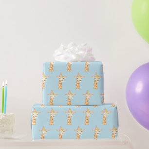 Papier cadeau d'anniversaire Giraffe bleue