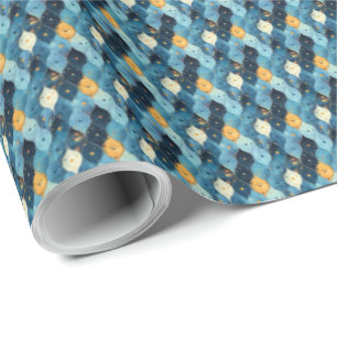 Papier cadeau d'anniversaire Motif bleu et or