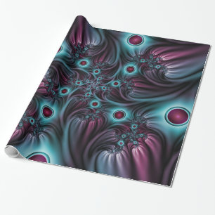 Papier Cadeau Dans la profondeur Bleu rose Abstrait Fractal Art
