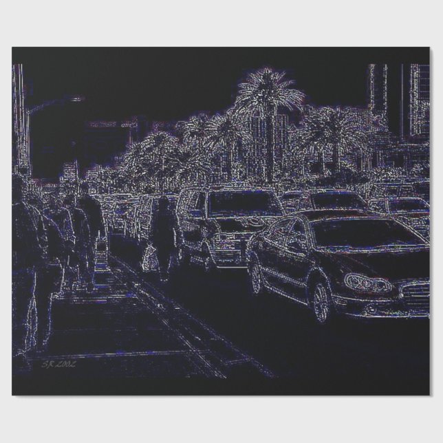 Papier Cadeau Dans le papier d'emballage noir mat de trafic (Plat)