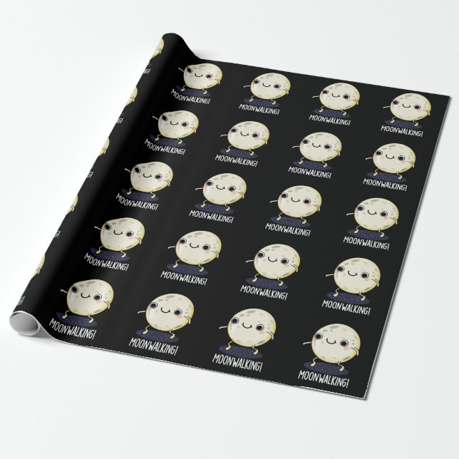 Papier Cadeau Danse drôle de marche lunaire Pun BG foncé (Déroulé)