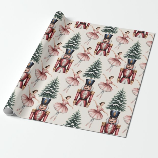 Papier Cadeau Danseuse de ballet Casse-Noisette arbre de Noël  (Déroulé)
