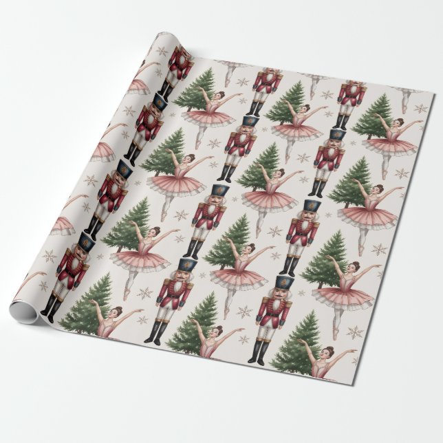 Papier Cadeau danseuse de ballet Casse-Noisette arbre de Noël  (Déroulé)
