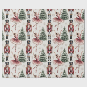 Papier Cadeau Danseuse de ballet Casse-Noisette arbre de Noël