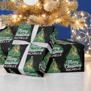 Papier Cadeau Danseuse de ballet de Noël personnalisée    