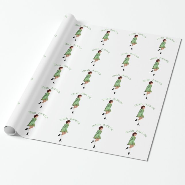 Papier Cadeau Danseuse de step irlandais - Vert (Déroulé)