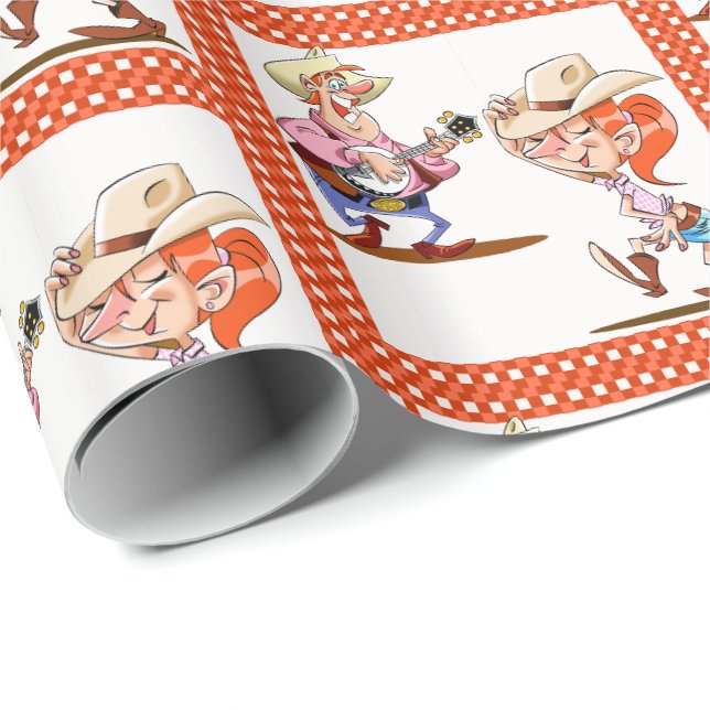 Papier Cadeau Danseuse Et Joueur De Banjo (Coin rond)