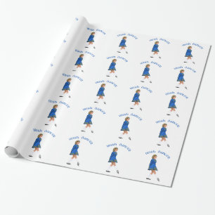Papier Cadeau Danseuse Irlandaise Blonde en Bleu