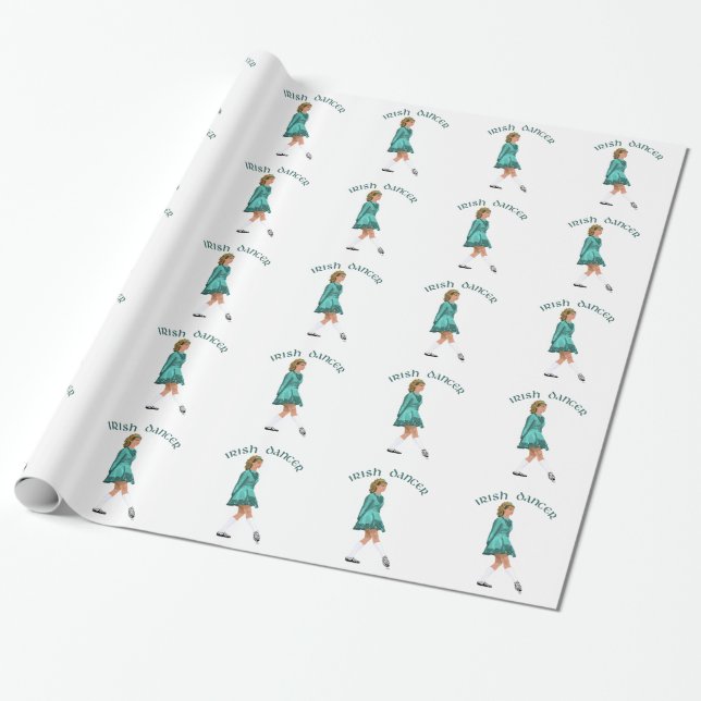 Papier Cadeau Danseuse Irlandaise en Soft Shoe Turquoise (Déroulé)