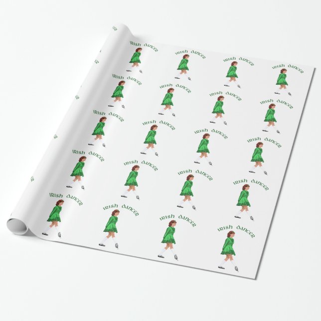 Papier Cadeau Danseuse Irlandaise en Soft Shoe verte (Déroulé)