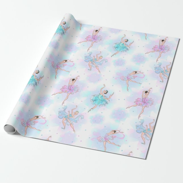 Papier Cadeau Danseuses de ballet pastel (Déroulé)