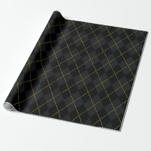 Papier Cadeau Dark Academia Gold Lace Diamond Motif (noir)