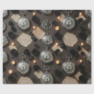 Papier Cadeau Dark Academia Pocket Watch Wrapping Paper