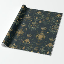 Dark Baroque Gold Ornament Wrapping Paper 