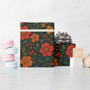 Papier Cadeau Dark Cottagecore Rustique Fleur sauvage Boho été