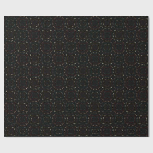 Papier Cadeau Dark Geometric Dotted  with Glowing Shapes (Plat)