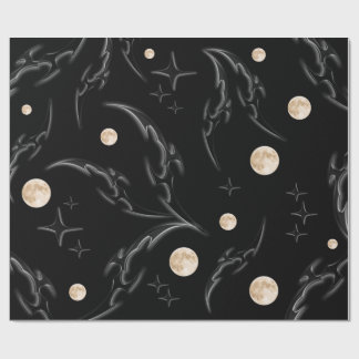 Papier Cadeau Dark Gothic Moon & Stars Wrapping Paper