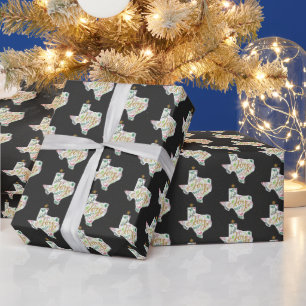 Papier Cadeau Dark Grey Joy Feuilles de vacances Texas Shape