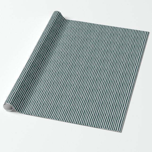 Papier Cadeau Dark Teal & Light Gray Wonky Stripes (Déroulé)