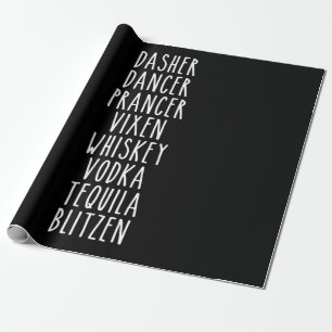Papier Cadeau Dasher Dancer Prancer Vixen Whiskey Vodka