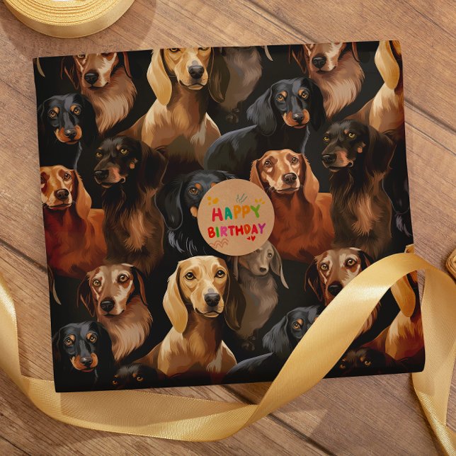 Papier Cadeau Dashing Dachshunds motif sans faille (Créateur téléchargé)