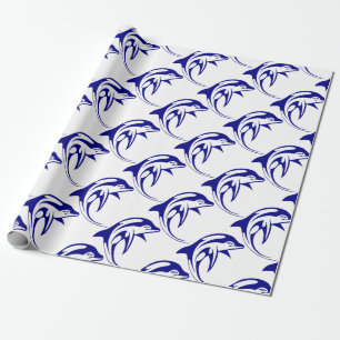 Papier Cadeau Dauphin bleu