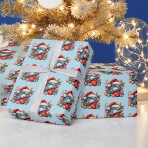 Papier Cadeau Dauphin de plage en carrelage festif Noël