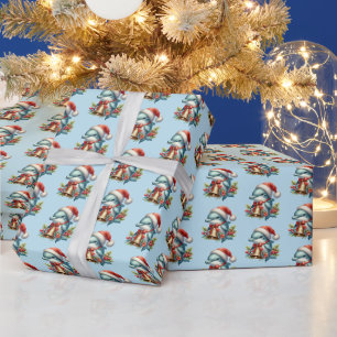 Papier Cadeau Dauphin de plage en carrelage festif Noël