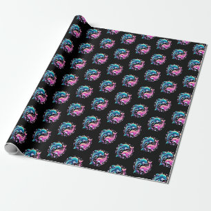 Papier Cadeau Dauphin Océan Coloré Art Amour Animal Marin Vibran