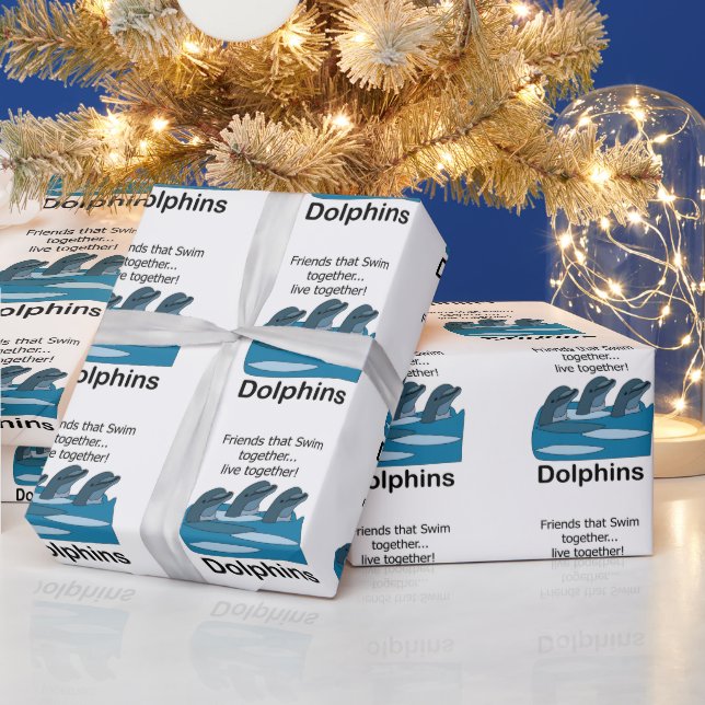 Papier Cadeau Dauphins Nageant Ensemble Amitié (Vacances)