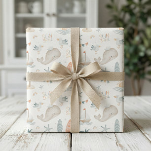 Papier cadeau de Baby Shower Bohème Marin Océan
