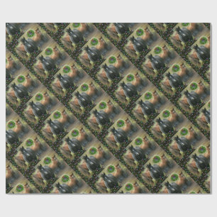 Papier Cadeau De beaux chevaux et Noël de la grange russe