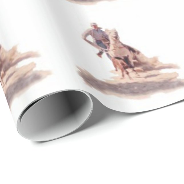 Papier cadeau de calf Roping (Coin rond)