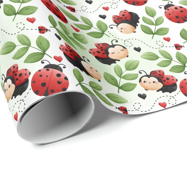 Papier cadeau de charrette Ladybug (Coin rond)