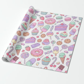 Papier Cadeau de Desserts Pastels Doux