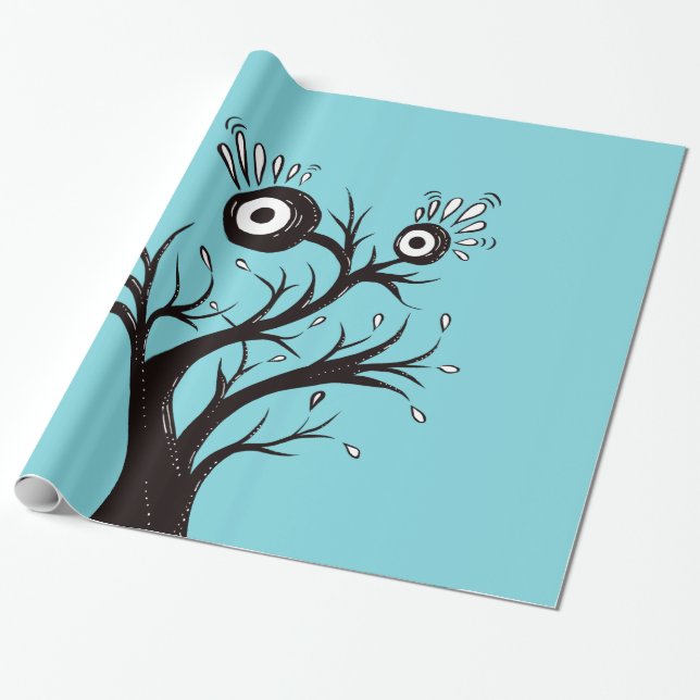 Papier Cadeau De dessin étrange d'encre de monstre d'arbre (Déroulé)