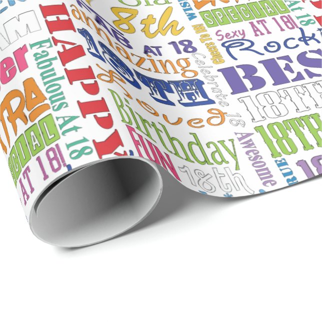 Papier Cadeau De fête d'anniversaire cadeaux uniques et 18èmes (Coin rond)