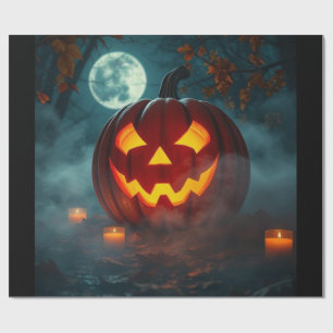Papier Cadeau de Halloween Citrouille Réaliste – É
