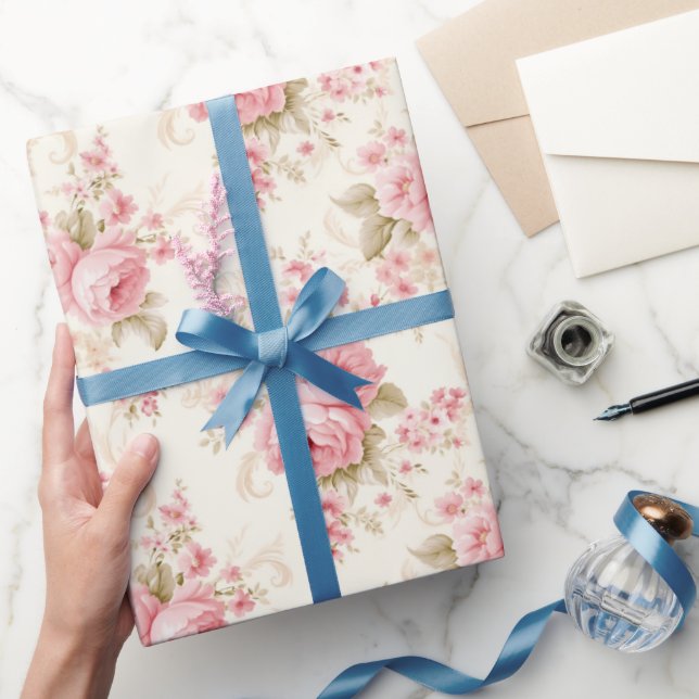 Papier Cadeau De jolies roses roses (Cadeaux)