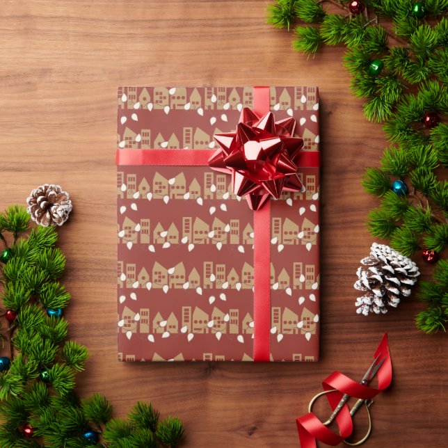 Papier cadeau de la ville de Noël (Cadeau de vacances)