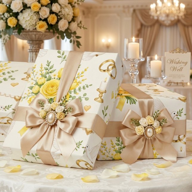 Papier Cadeau de Mariage et de Fiançailles à Fleur (Créateur téléchargé)