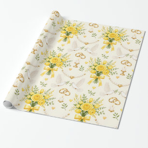 Papier Cadeau de Mariage et de Fiançailles à Fleur