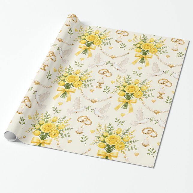 Papier Cadeau de Mariage et de Fiançailles à Fleur (Déroulé)